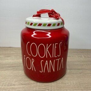 Rae Dunn Cookies for Santa Red Cookie Jar NEW